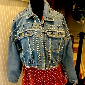 P Cill studded oversized denim jacket